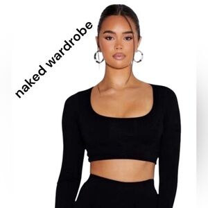 Naked Wardrobe Elegant Black Crop Top